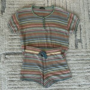 Black tape multi color knit set